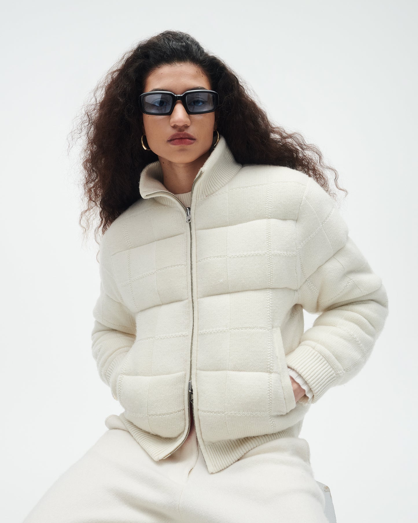 Quilted Puffer Jacket - Cream