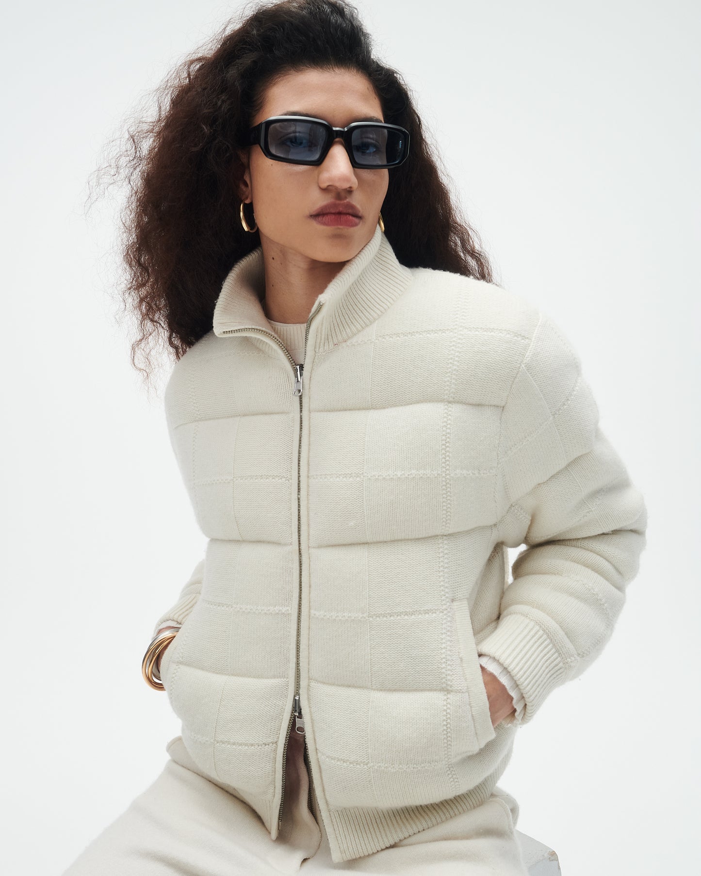 Quilted Puffer Jacket - Cream