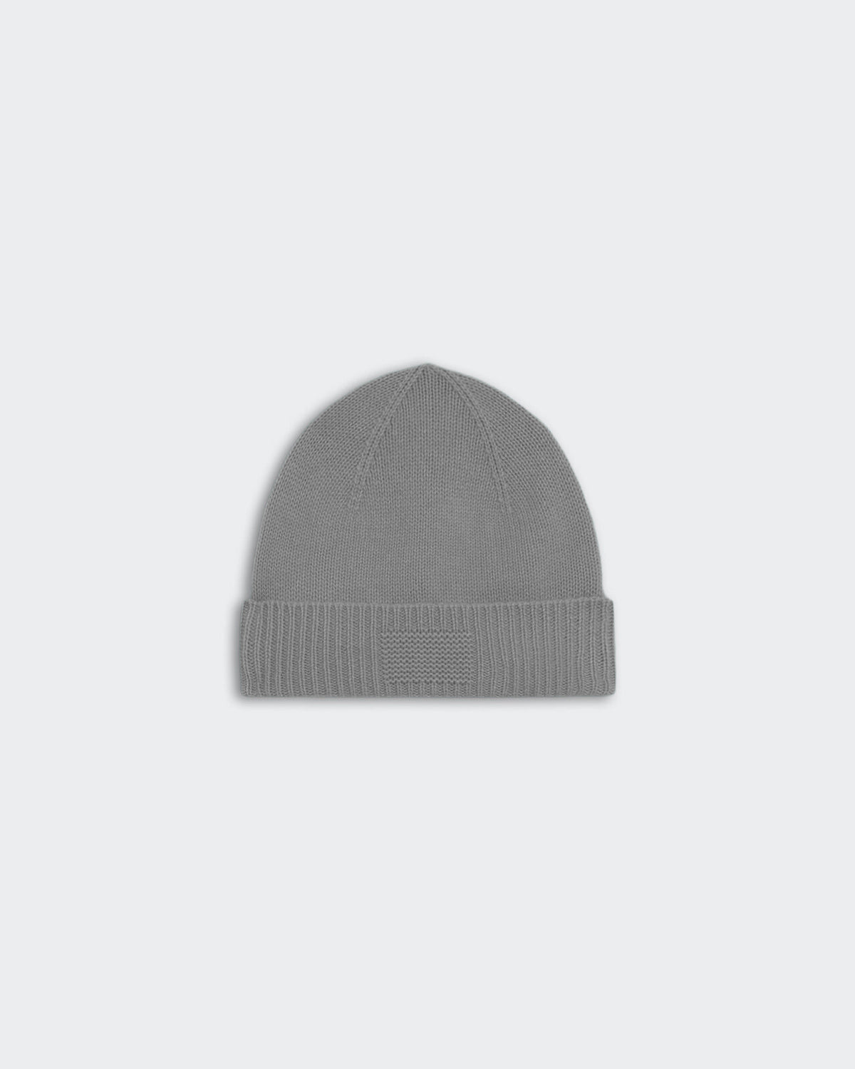 Heather grey rib cuff beanie made from 100% premium cashmere with GIR branding on cuff, unisex one size medium-weight.