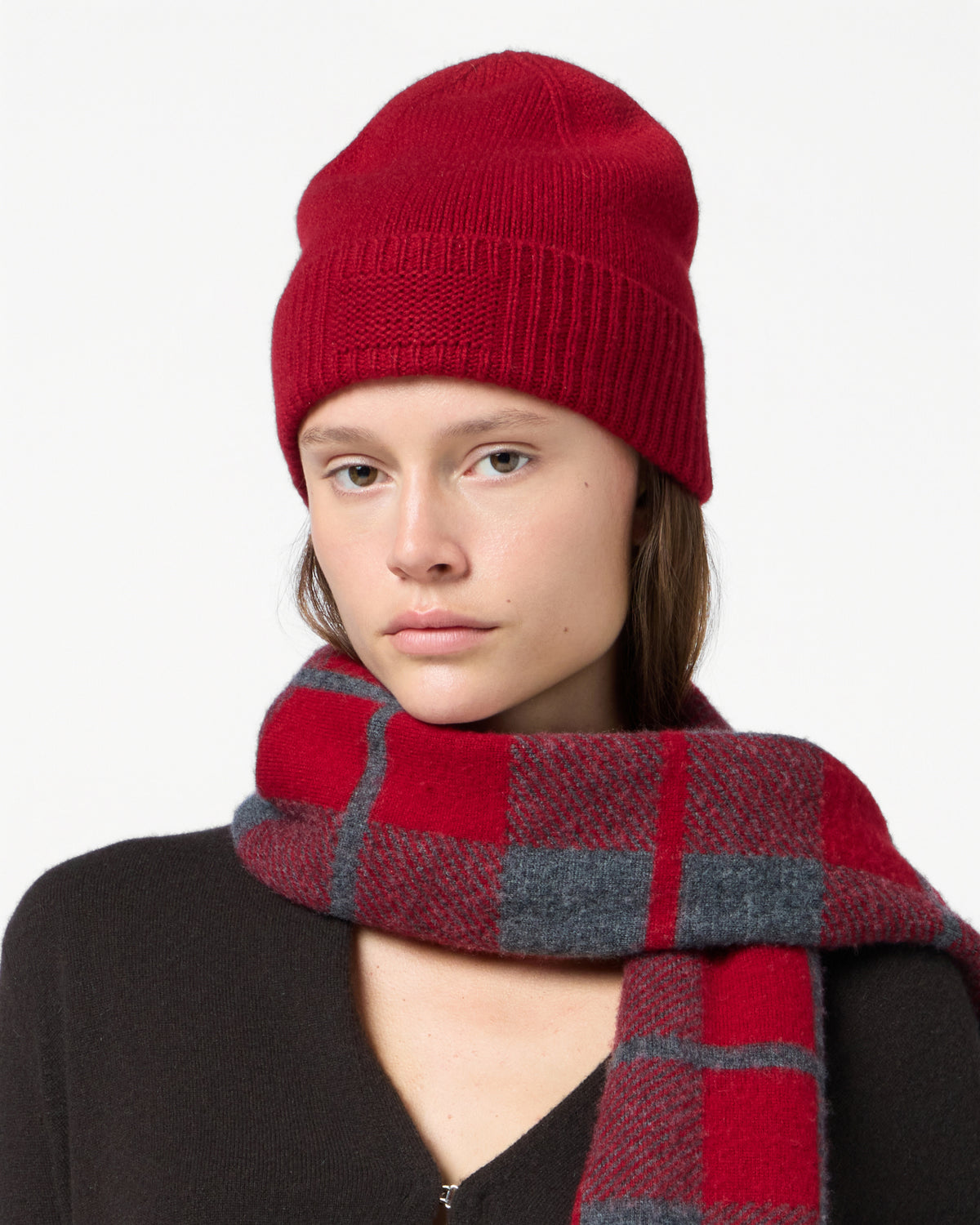 Rib Cuff Beanie - Ruby