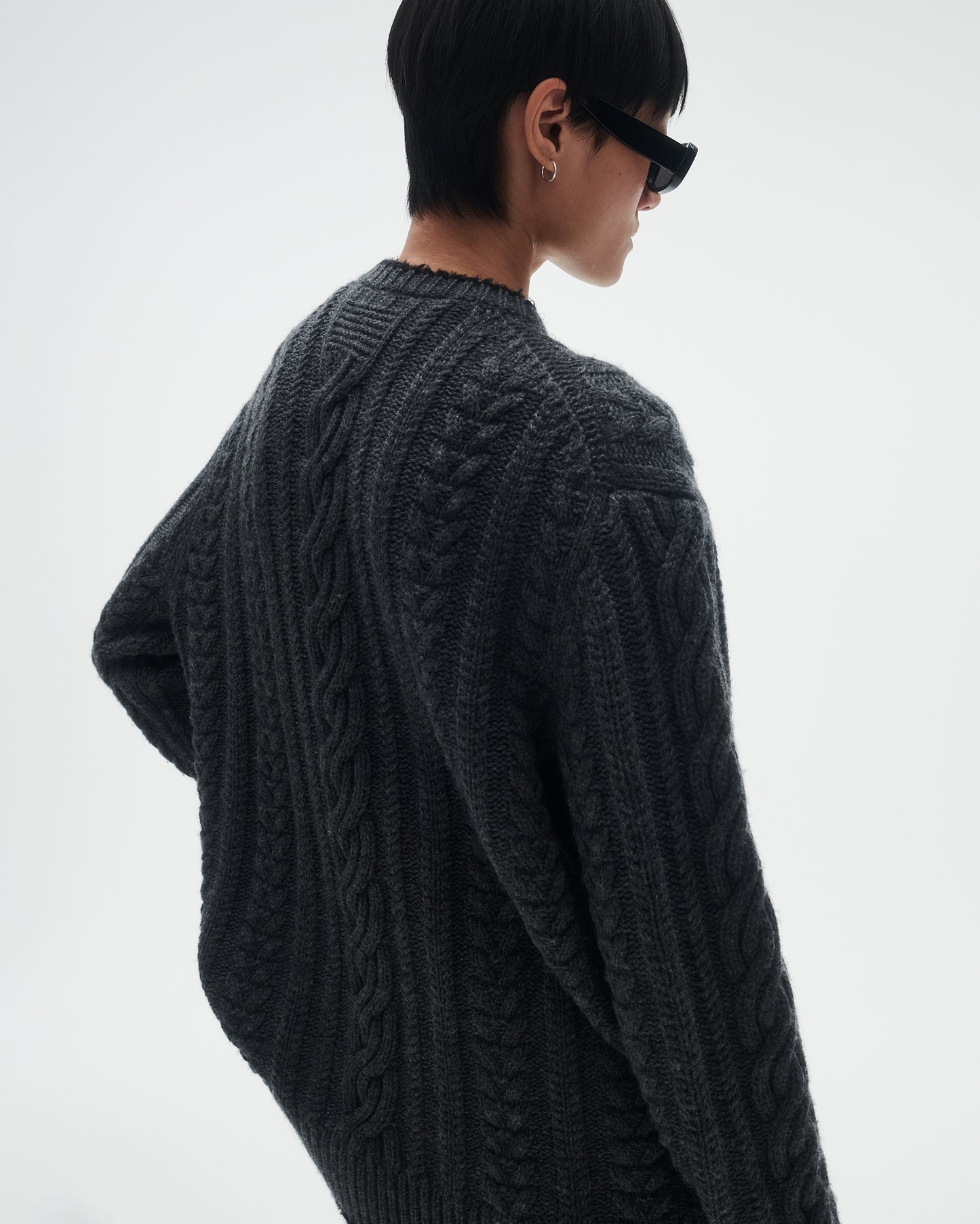 Rossella Cable Cardigan - Charcoal