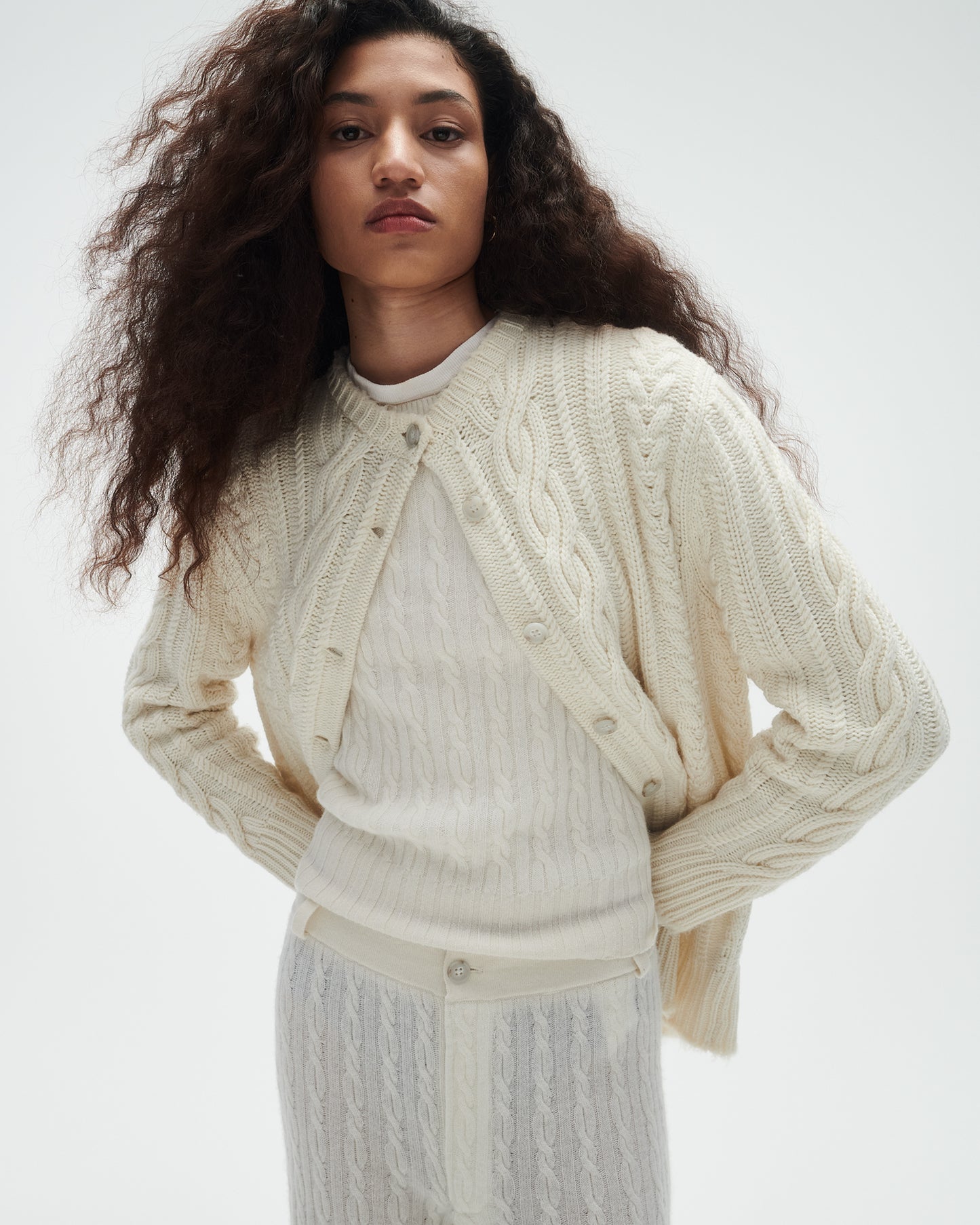 Rossella Cable Cardigan - Cream