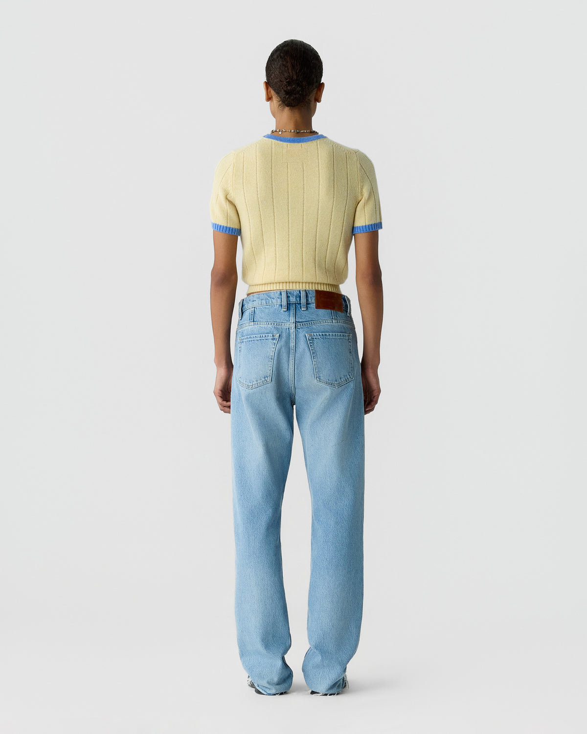 Rib Ringer Tee - Butter/Delft Blue
