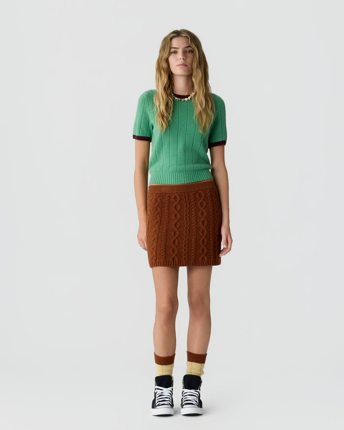 Guest in Residence — Cable Mini Skirt - Burnt Sienna