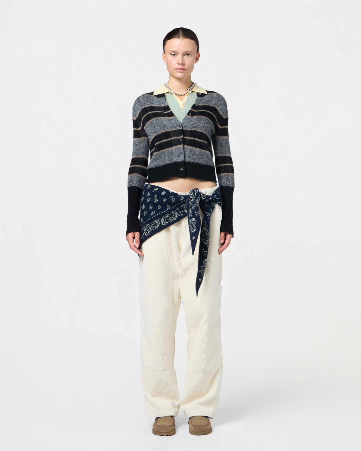 Shadow Plaid Cardigan - Black Combo