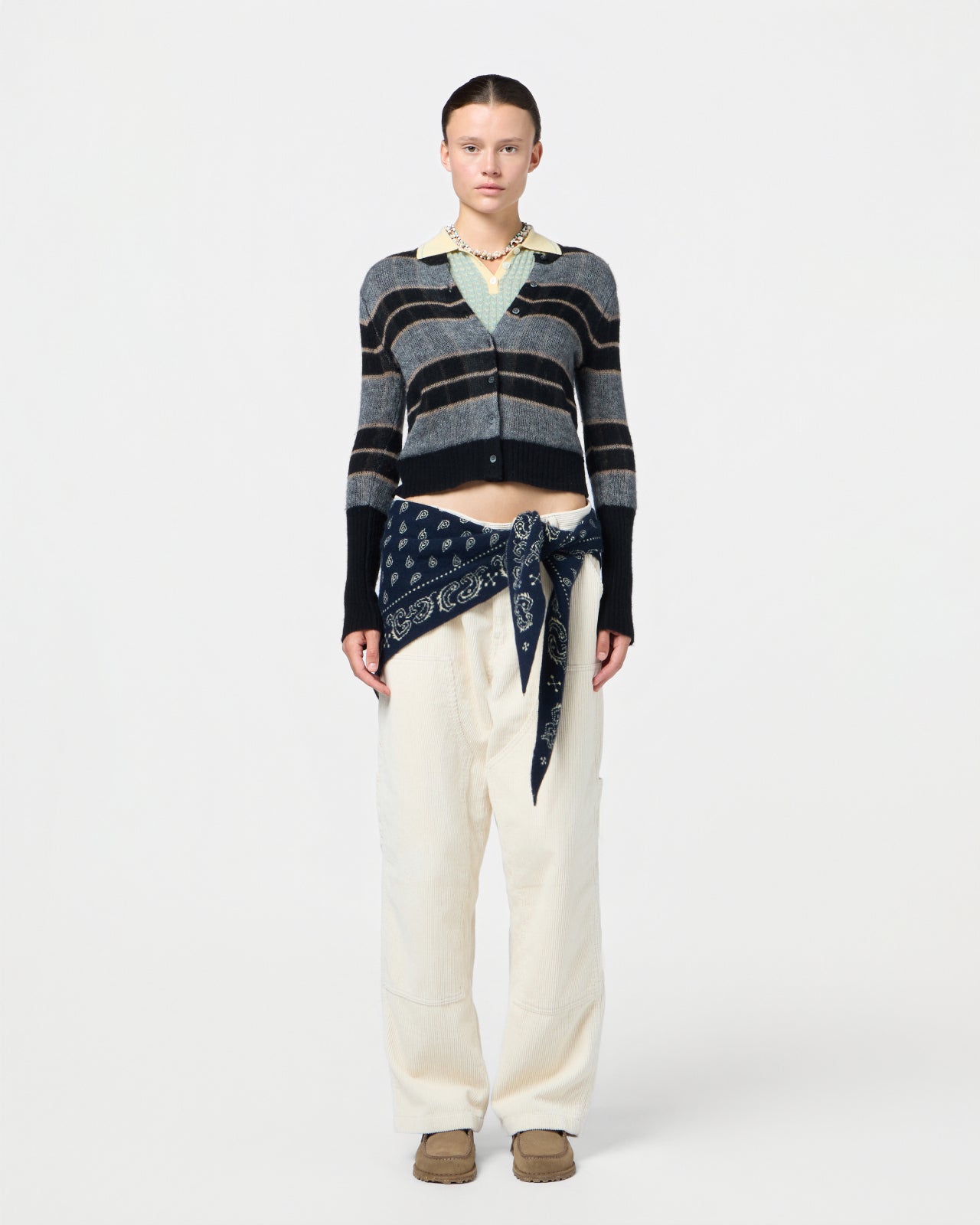 Shadow Plaid Cardigan - Black Combo