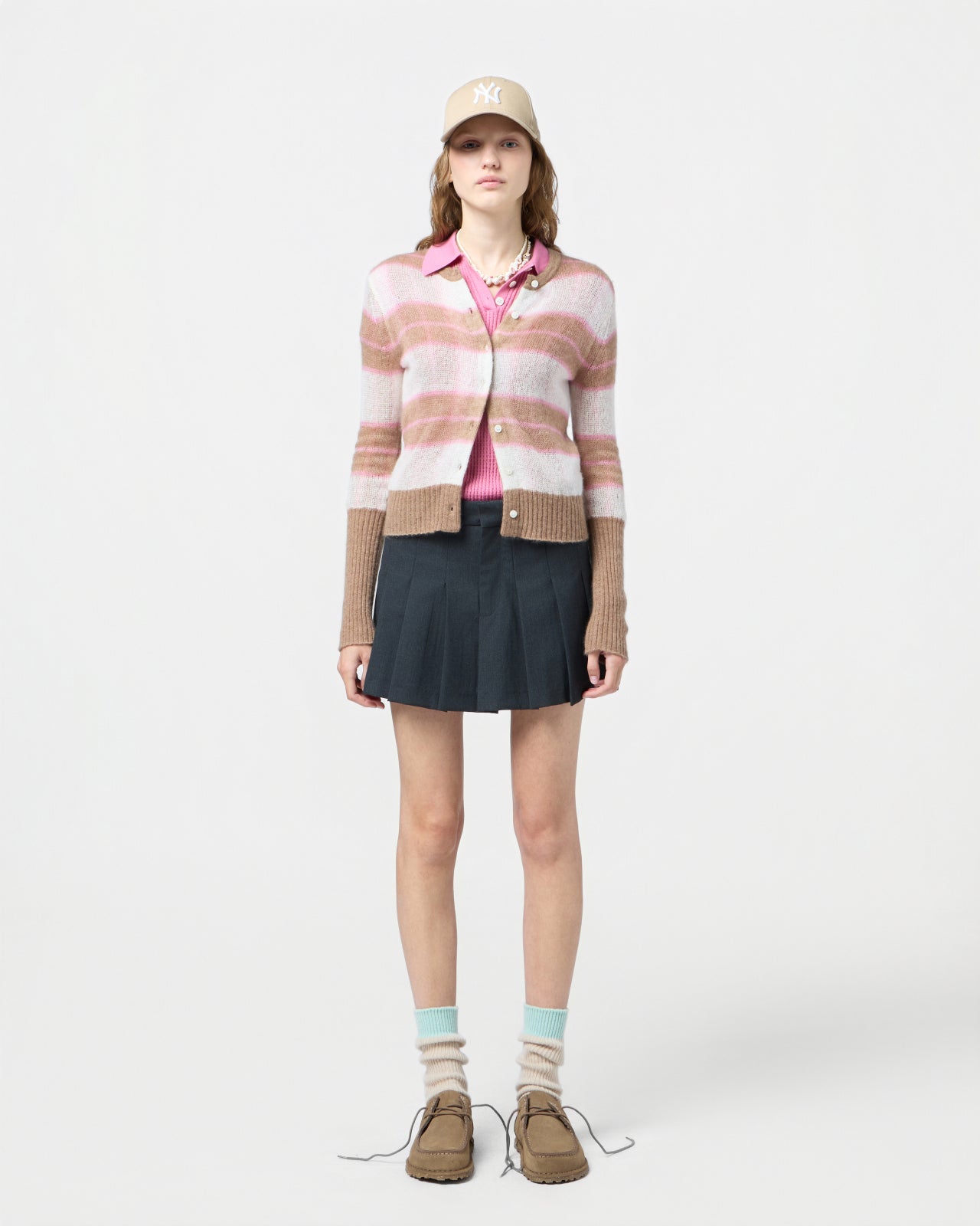 Shadow Plaid Cardigan - Taupe Combo