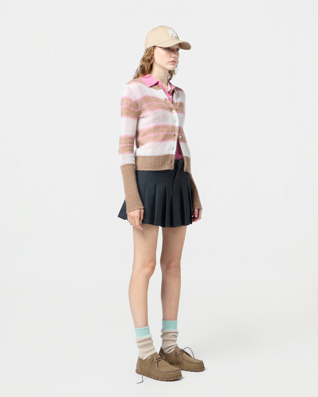 Shadow Plaid Cardigan - Taupe Combo