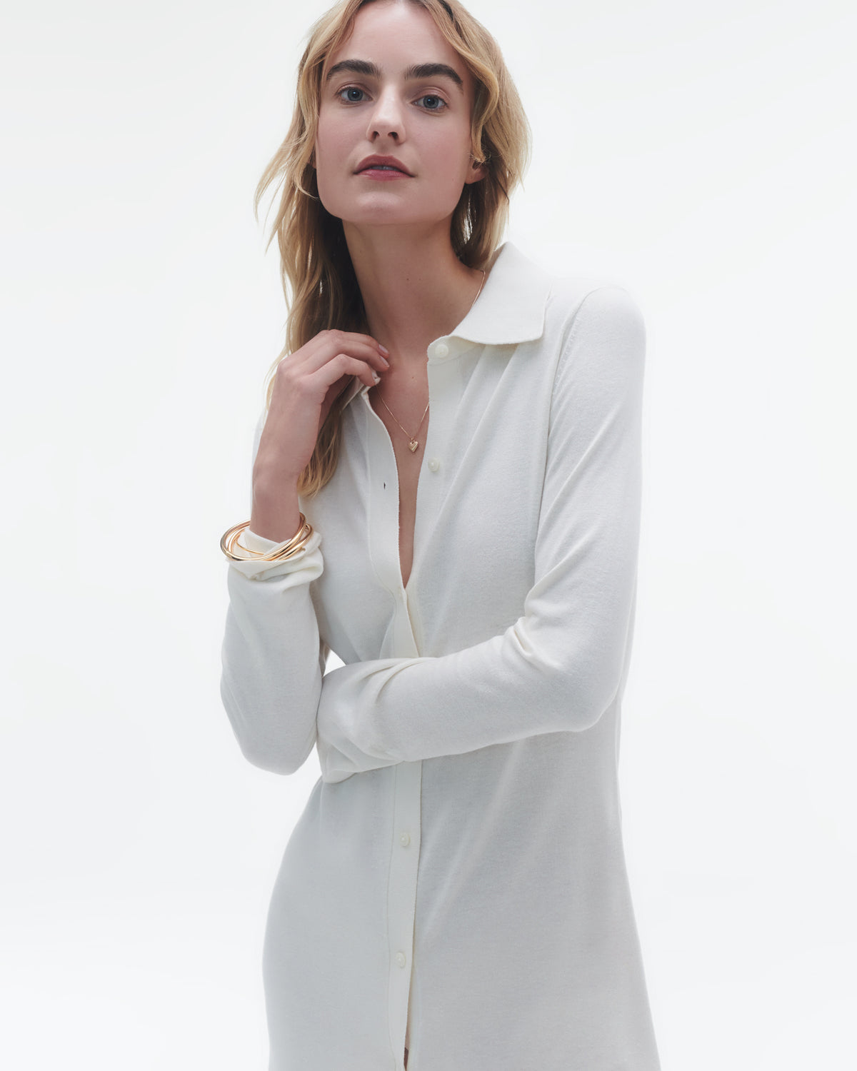 Showtime Shirt Dress In Silk/Linen - Cream