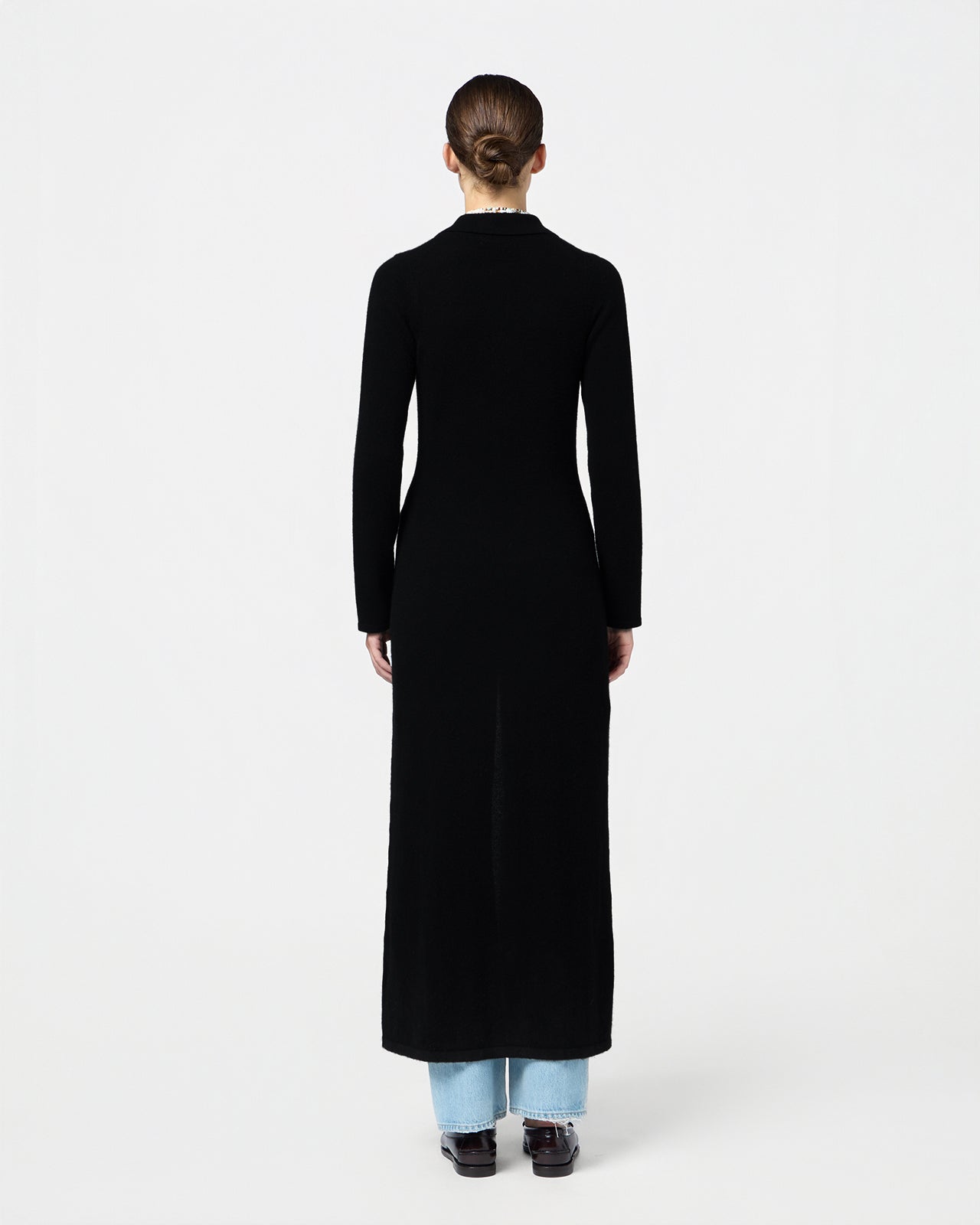 Showtime Shirt Dress In Cashmere - Black Guest In Residence Showtime Shirt Dress In Cashmere - Black Guest In Residence