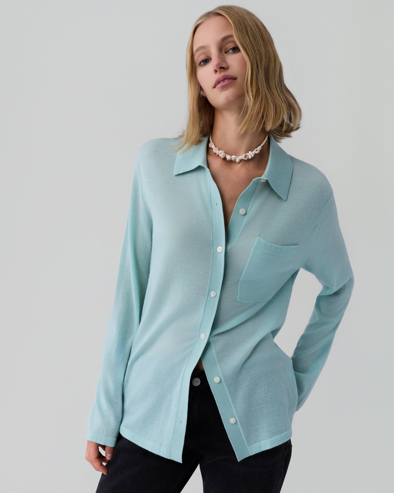 Guest in Residence Blue Cashmere Dress Shirt - M Guest in Residence Blue Cashmere Dress Shirt - M