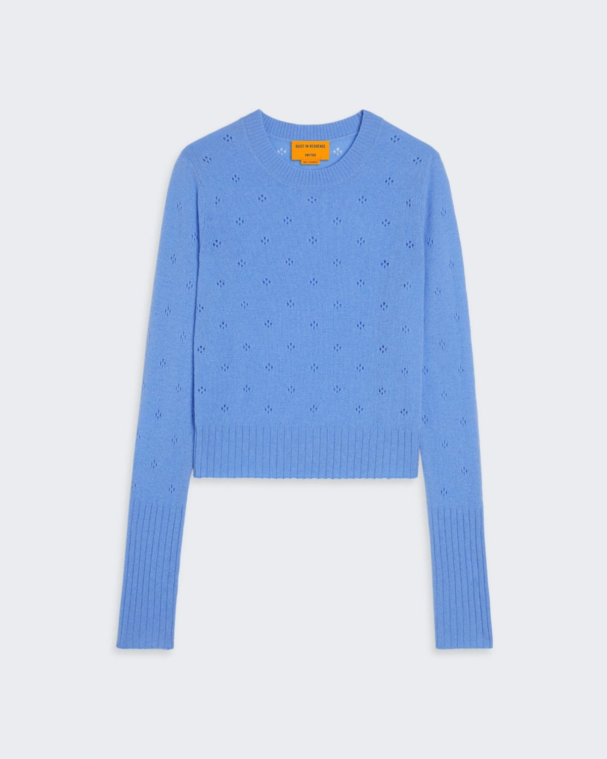 Shrunken Pointelle Crew  - French Blue