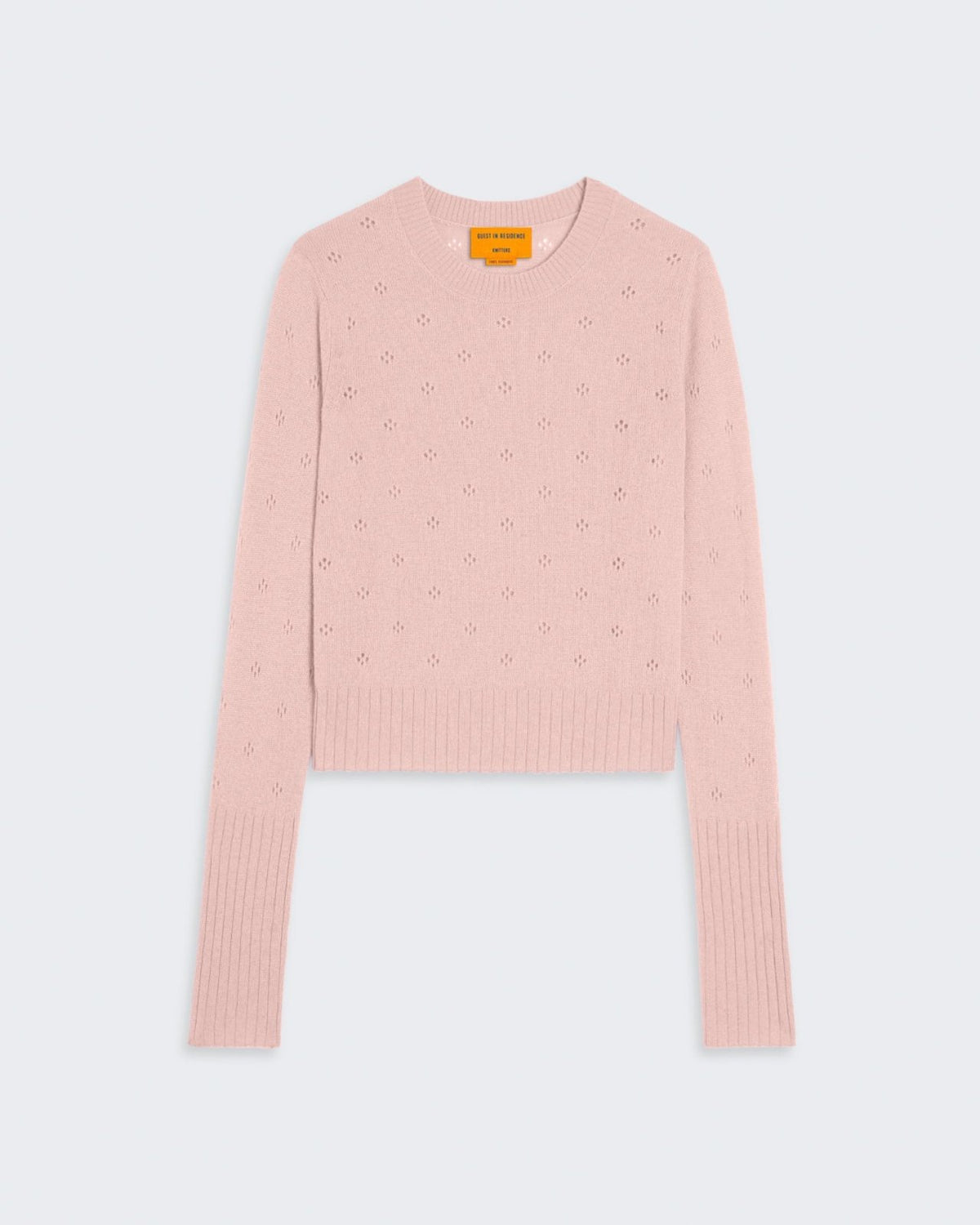 Shrunken Pointelle Crew  - Powder Pink