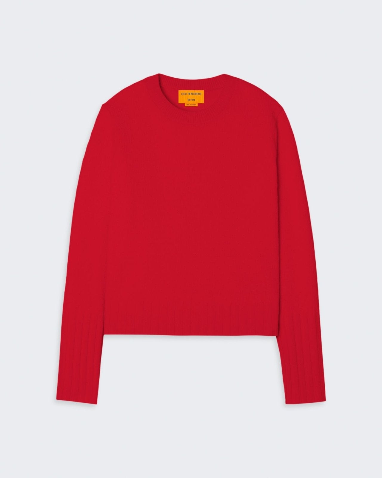 Shrunken Pointelle Crew In Cashmere  - True Red