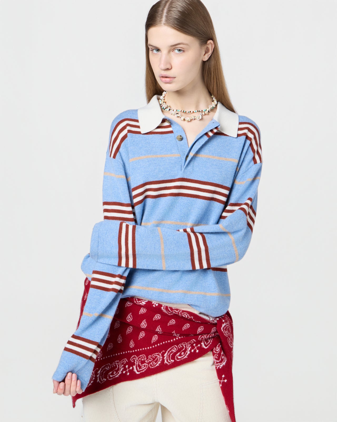 Striped Rugby - Heather Blue Combo