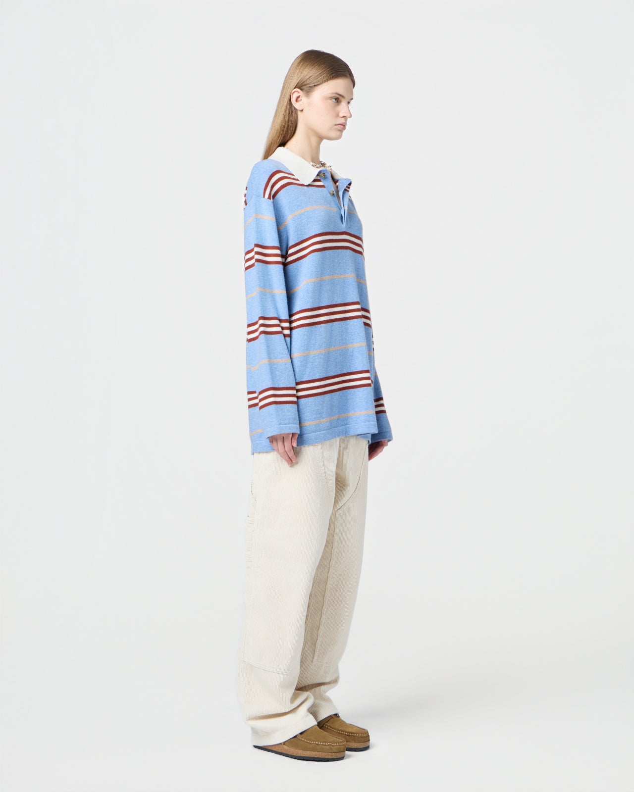 Striped Rugby - Heather Blue Combo