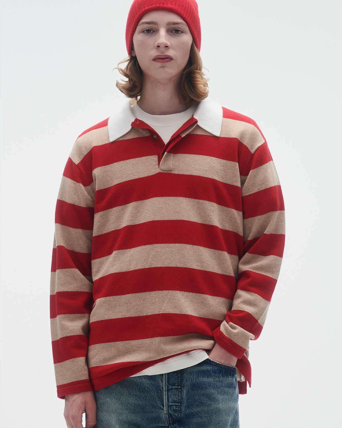 Striped Rugby - Dune/True Red