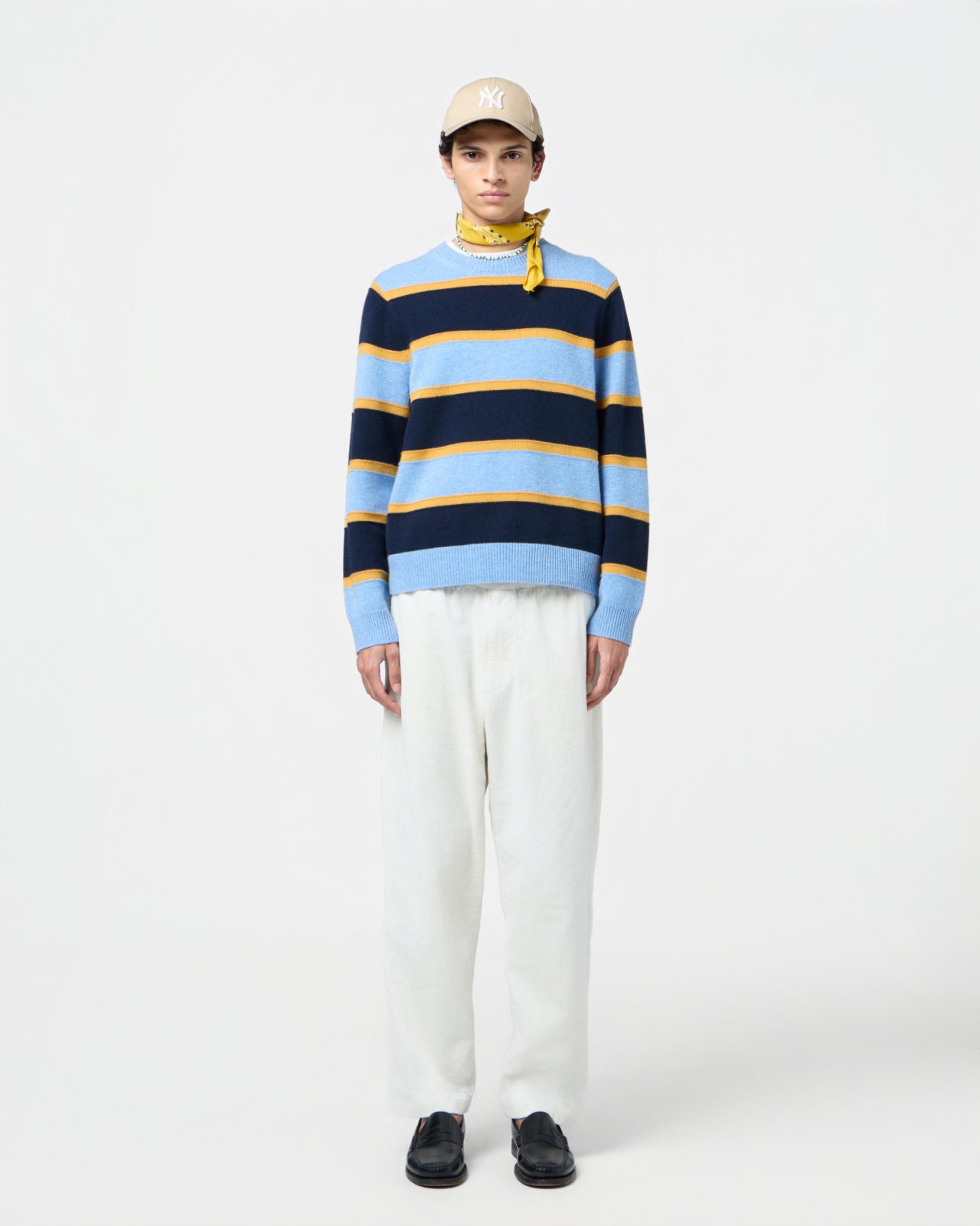 Stripe Crew - Heather Blue Combo
