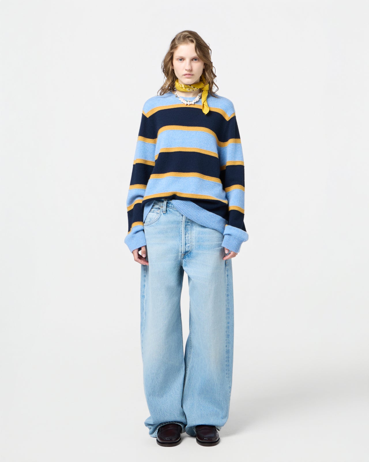 Stripe Crew - Heather Blue Combo