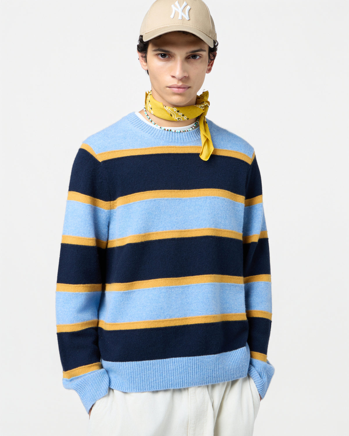 Stripe Crew - Heather Blue Combo