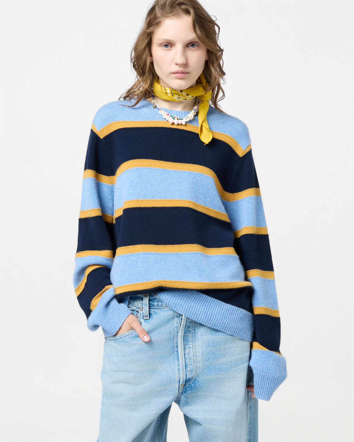 Stripe Crew - Heather Blue Combo