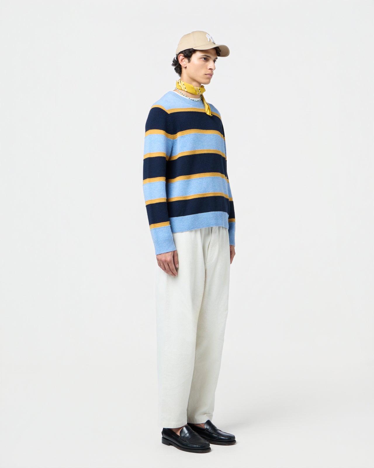 Stripe Crew - Heather Blue Combo