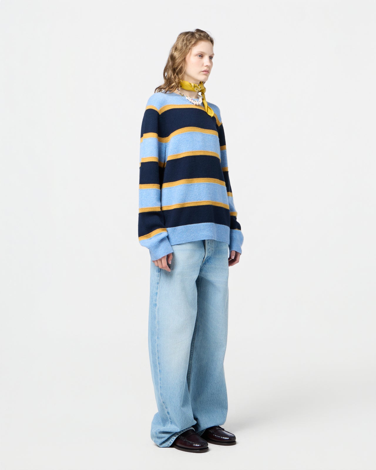 Stripe Crew - Heather Blue Combo
