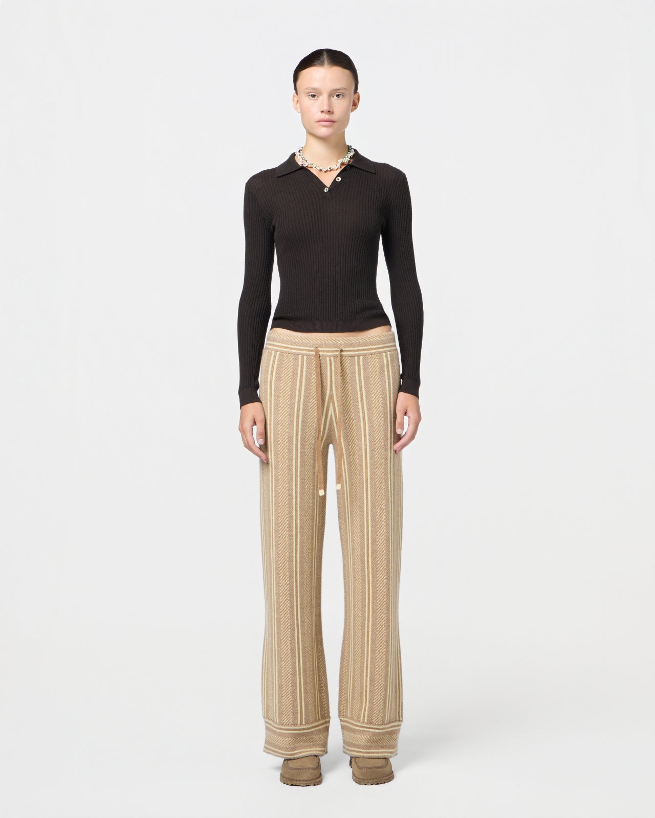 Stripe Lounge Pant - Almond Combo
