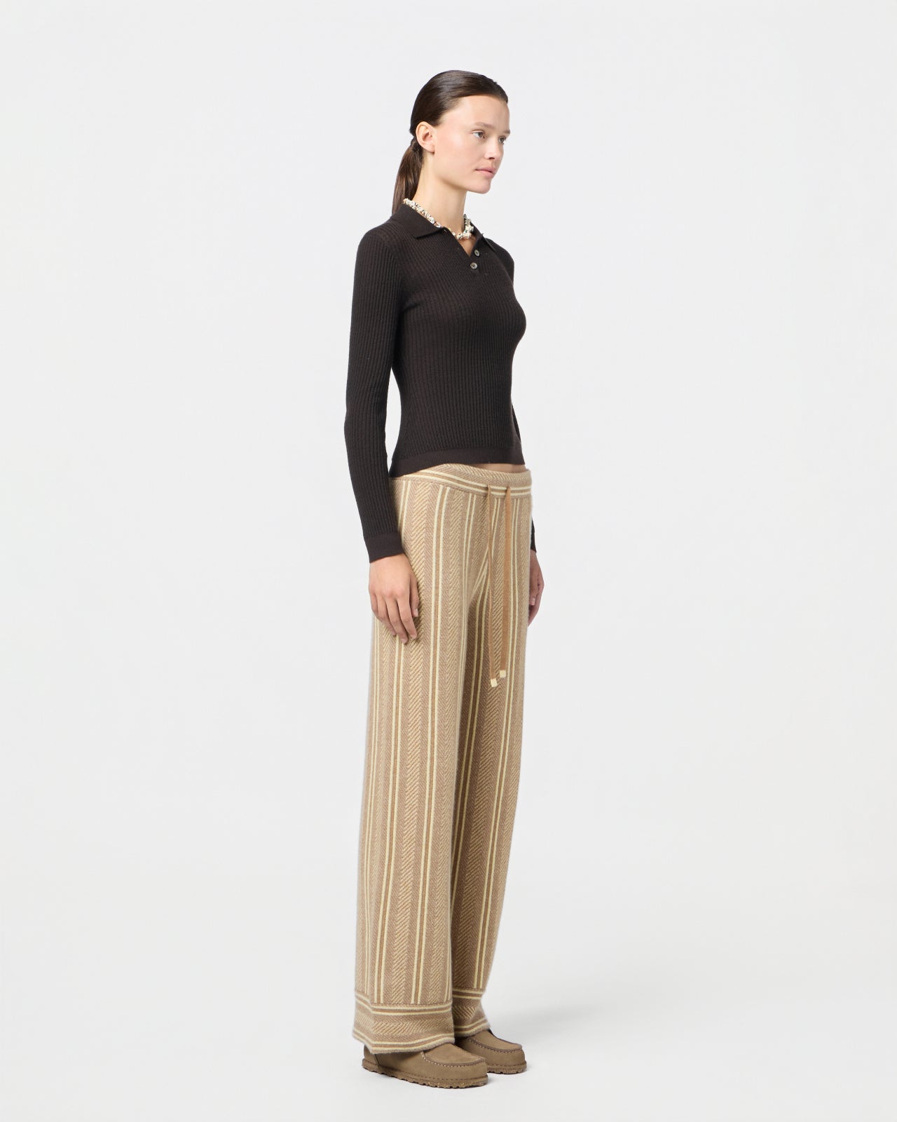 Stripe Lounge Pant - Almond Combo