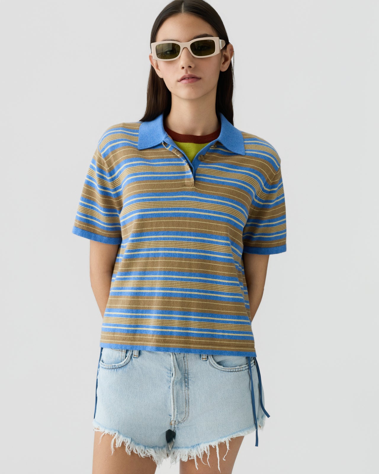 Short Sleeve Stripe Rugby - Delft Blue Combo