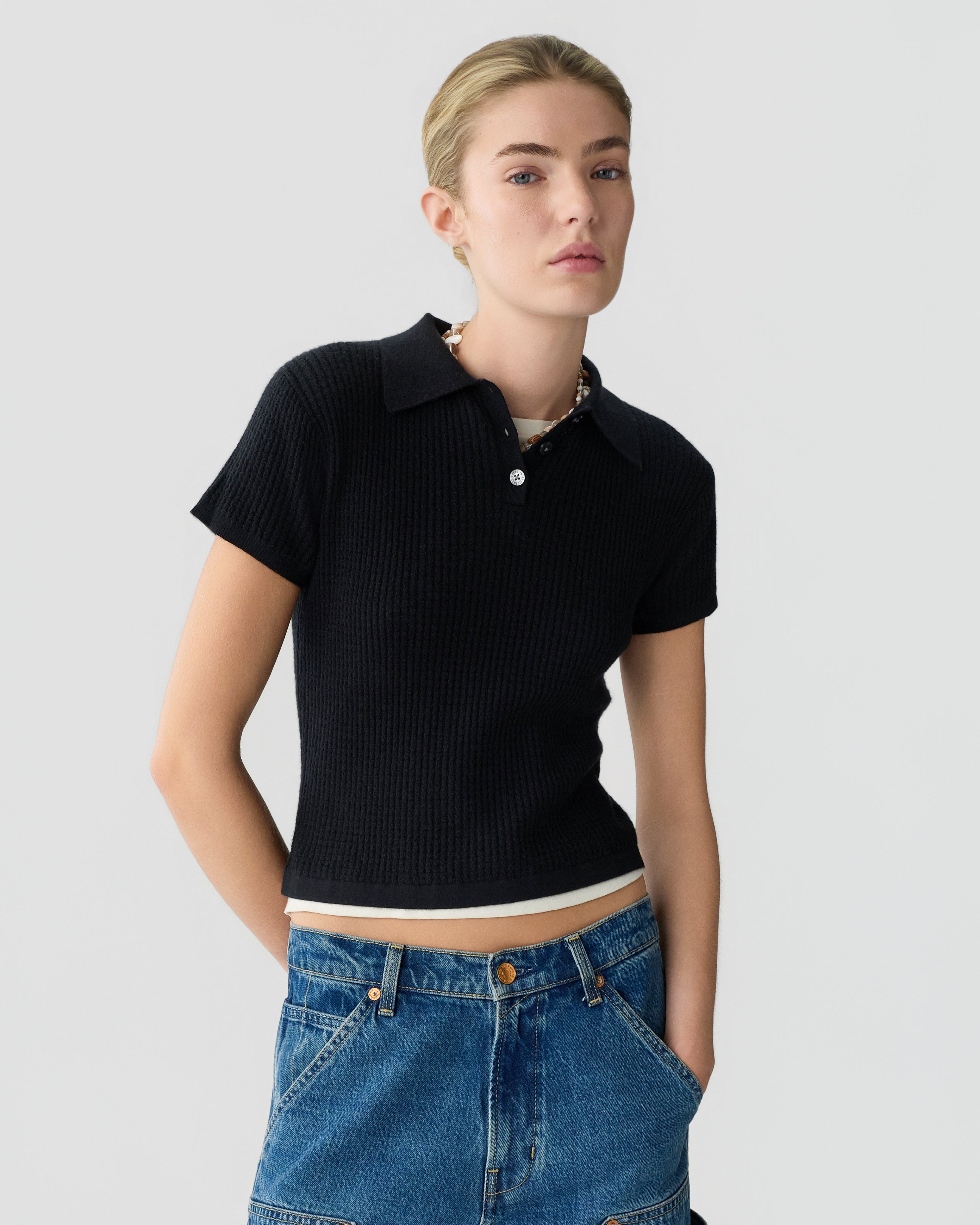 Shrunken Polo - Black – Guest In Residence