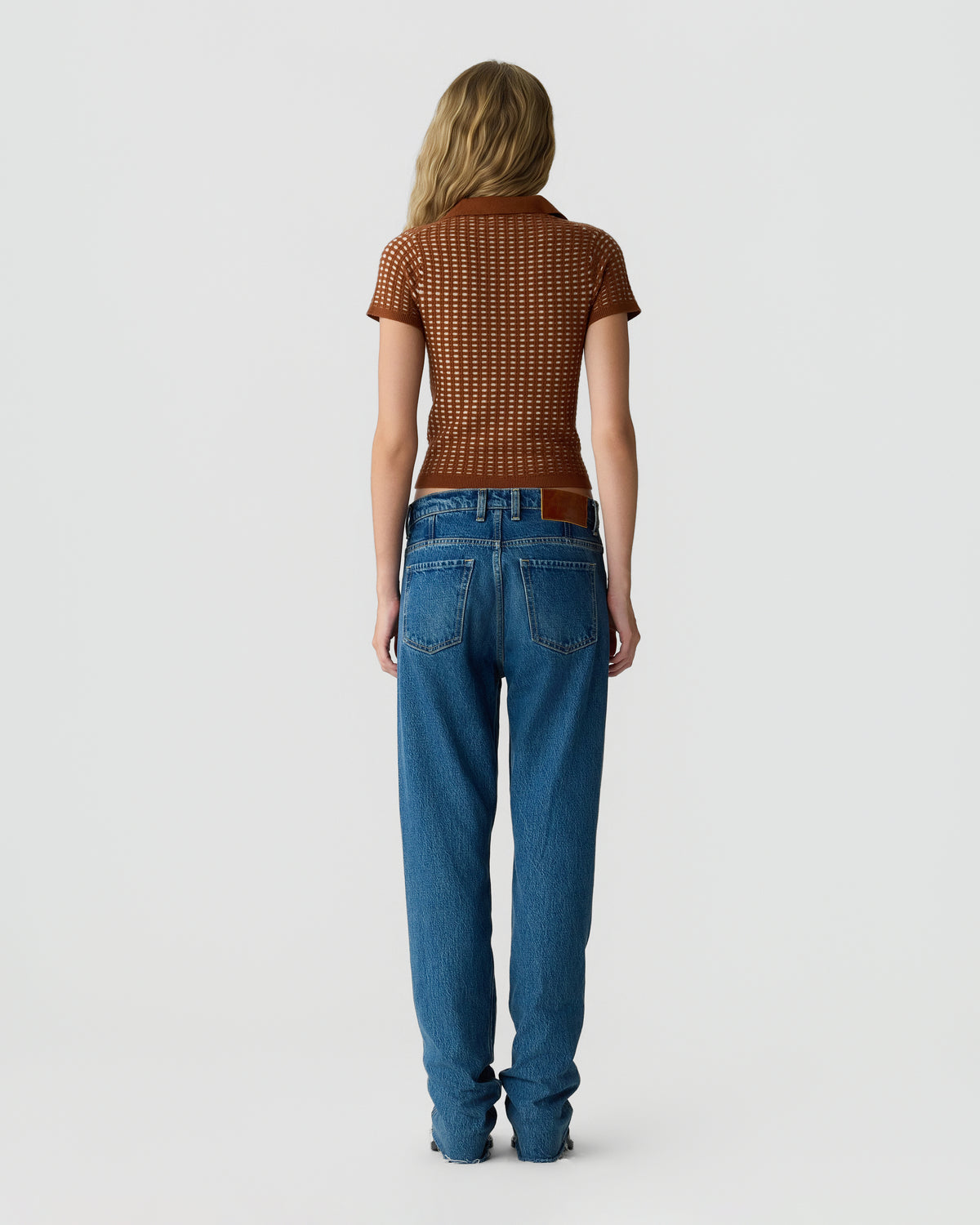 Shrunken Waffle Polo - Burnt Sienna/Sandstone