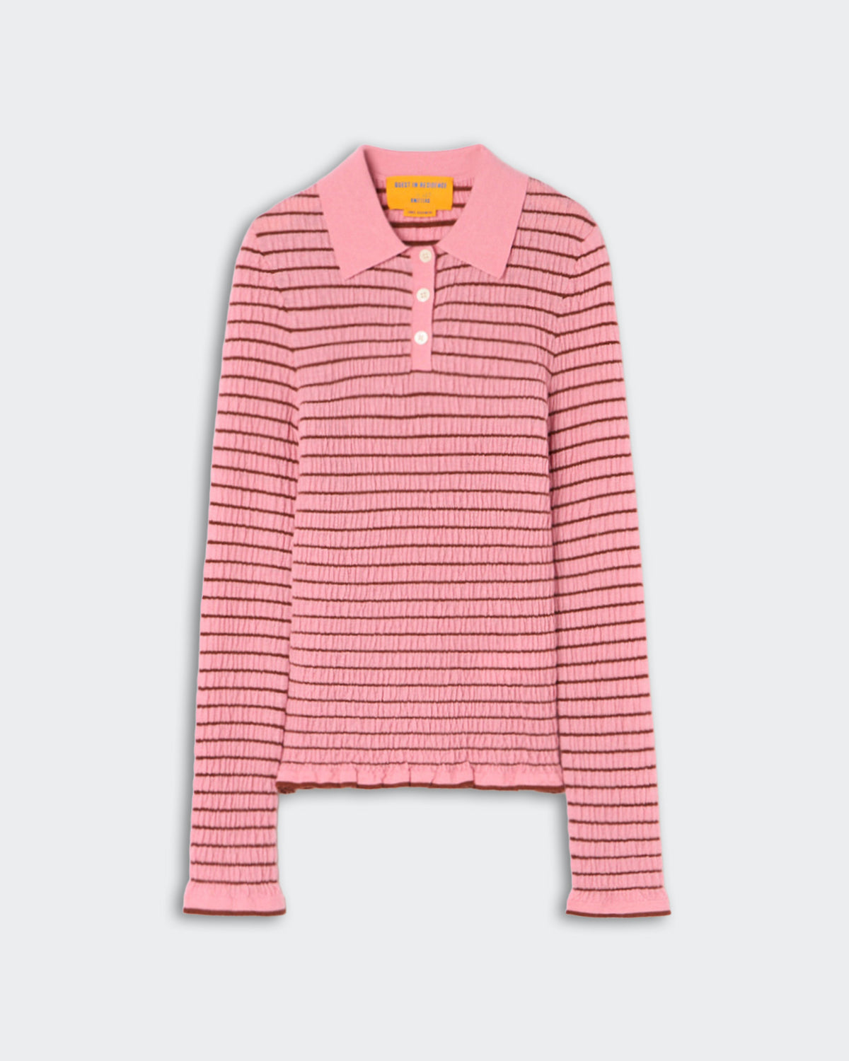 Smocked L/S Shrunken Polo - Sprinkle/Burnt Sienna