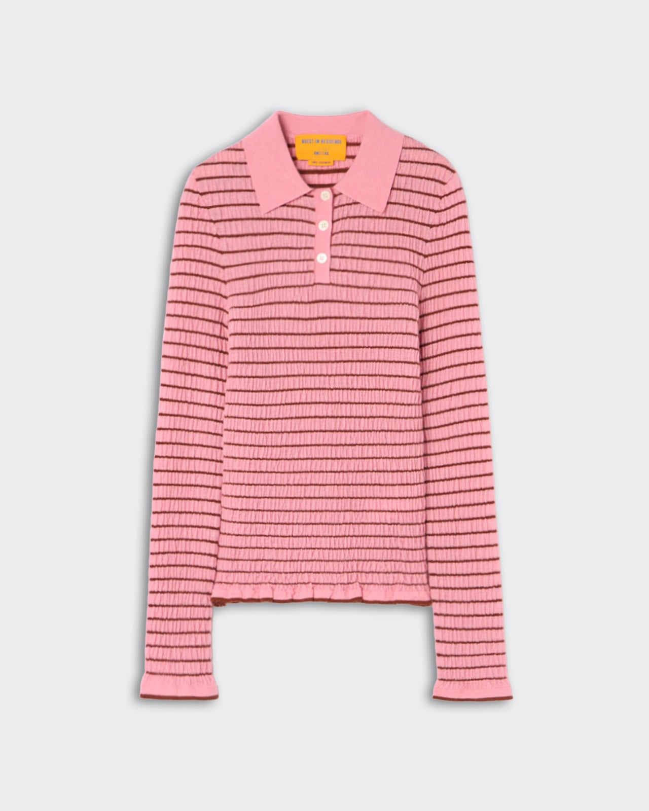 Smocked L/S Shrunken Polo - Sprinkle/Burnt Sienna