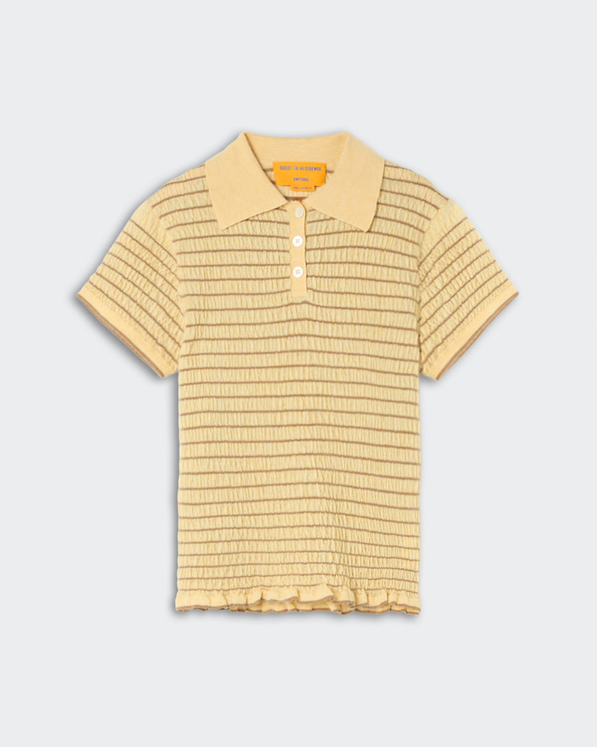 Smocked Shrunken Polo - Butter/Camel