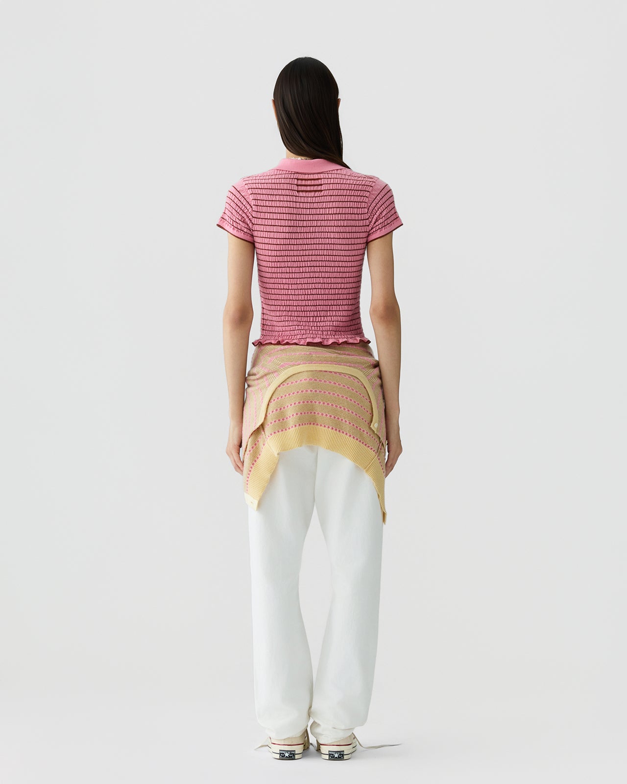 Smocked Shrunken Polo - Sprinkle/Burnt Sienna – Guest In Residence