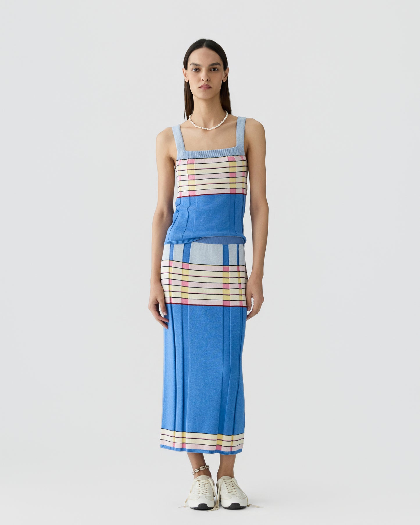 Plaited Rib Skirt - Delft Blue Combo