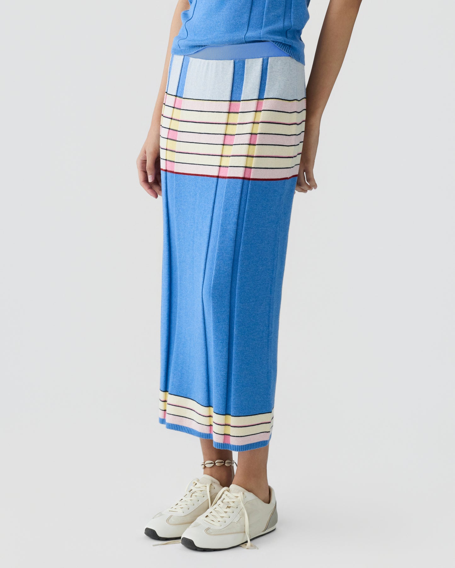 Plaited Rib Skirt - Delft Blue Combo