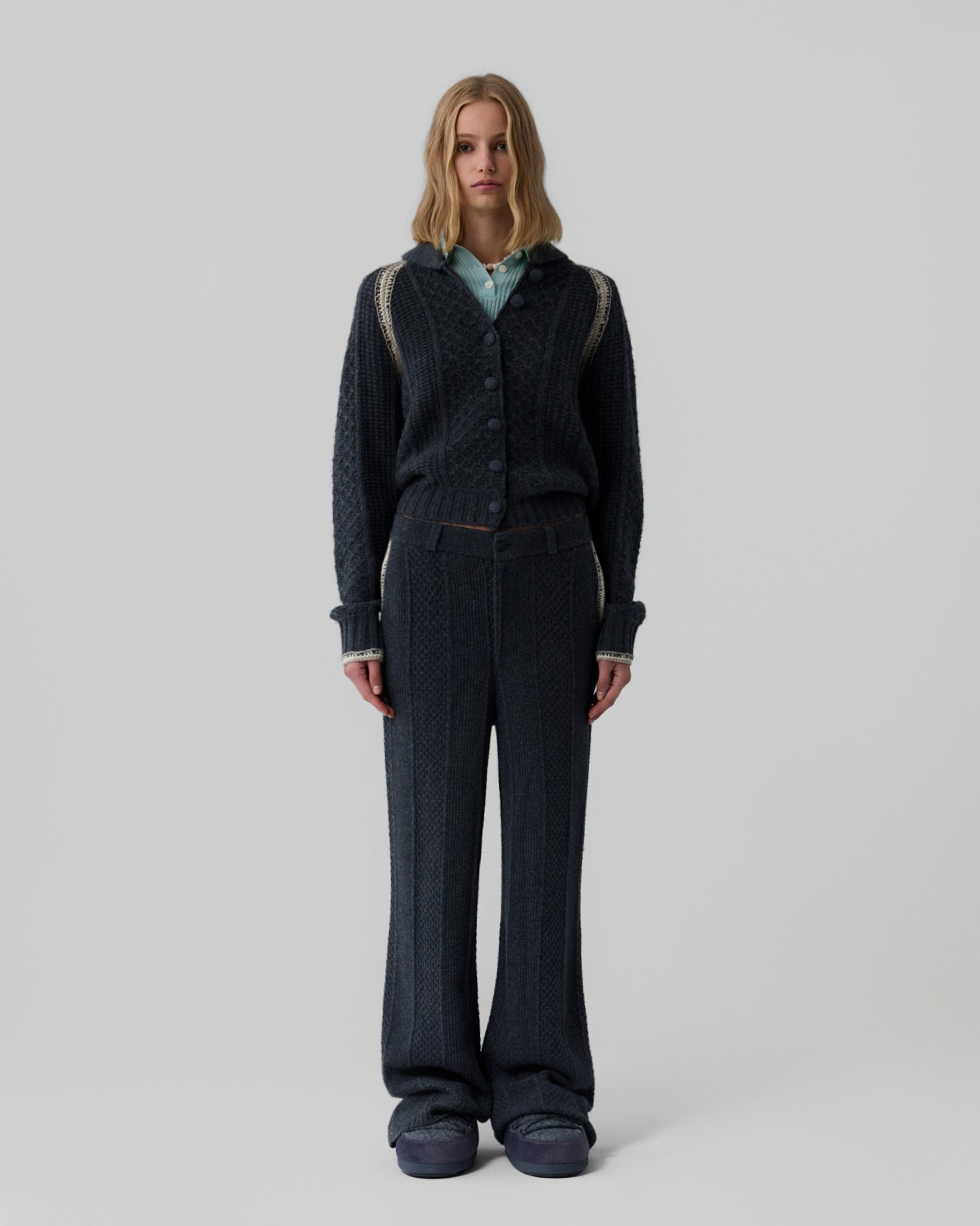 Tailored Cable Trouser - Charcoal