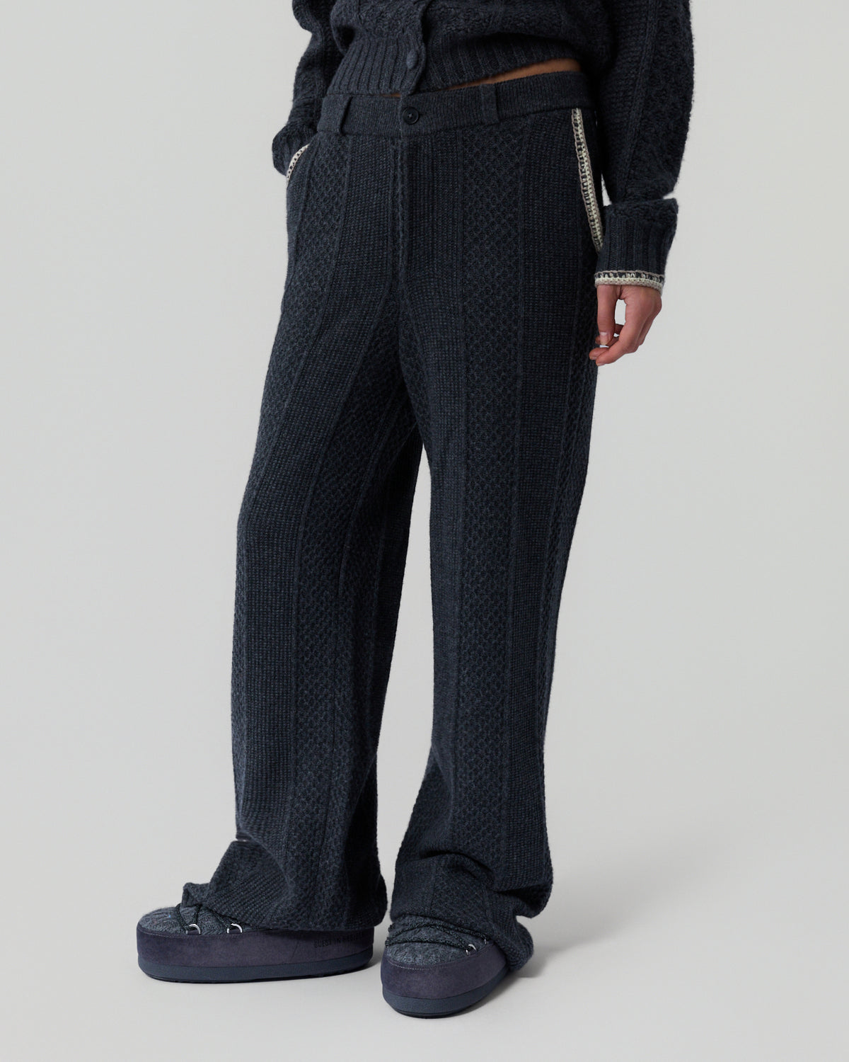 Tailored Cable Trouser - Charcoal
