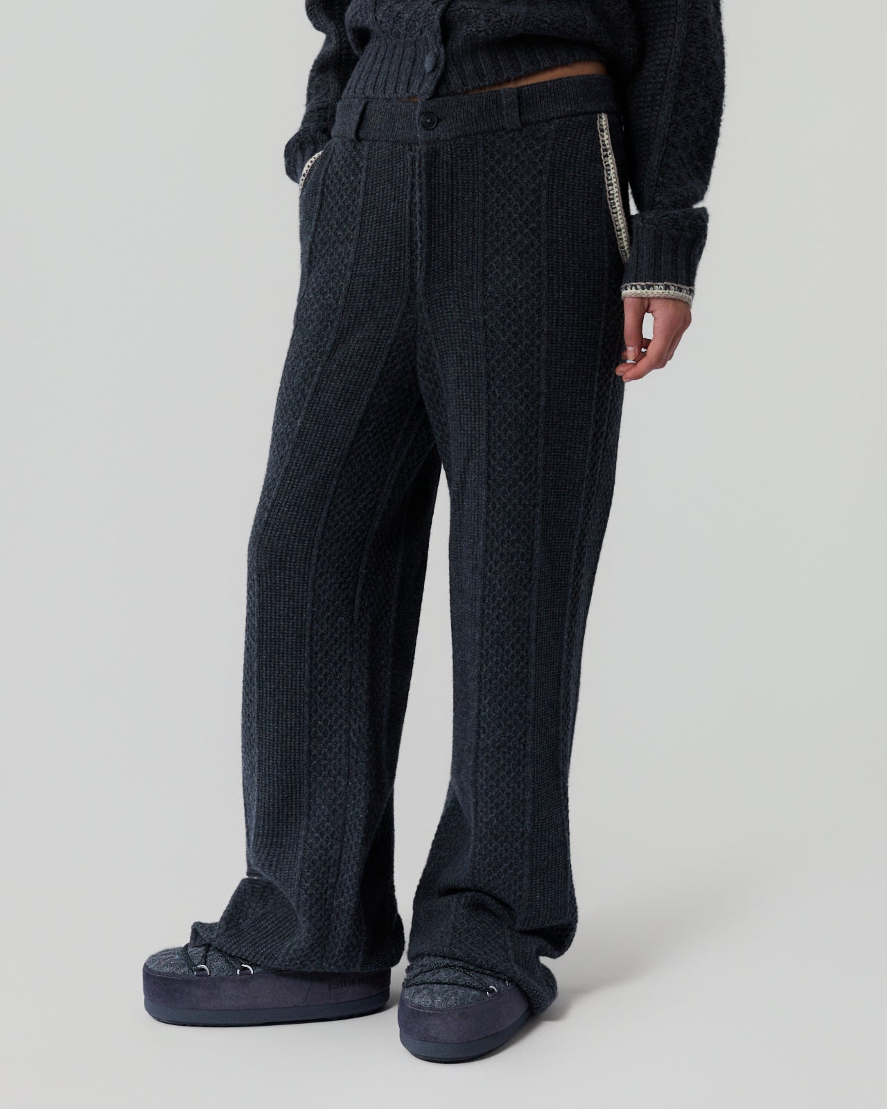 Tailored Cable Trouser - Charcoal