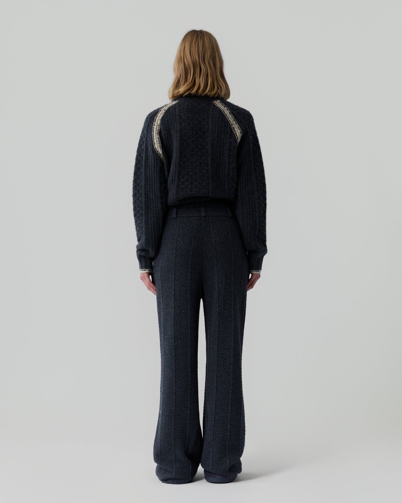 Tailored Cable Trouser - Charcoal