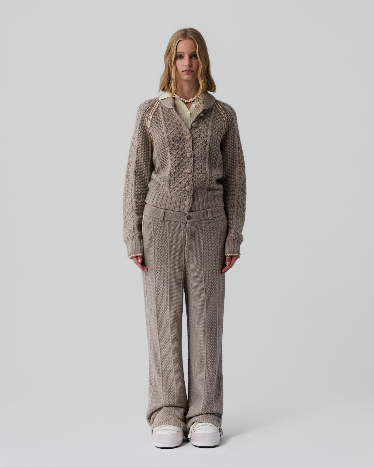 Tailored Cable Trouser - Taupe