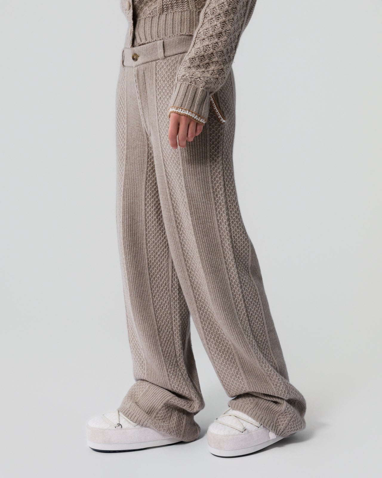 Tailored Cable Trouser - Taupe