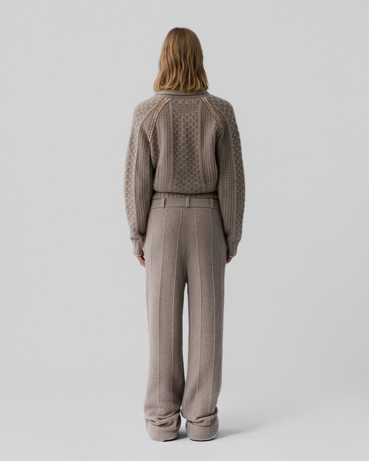 Tailored Cable Trouser - Taupe