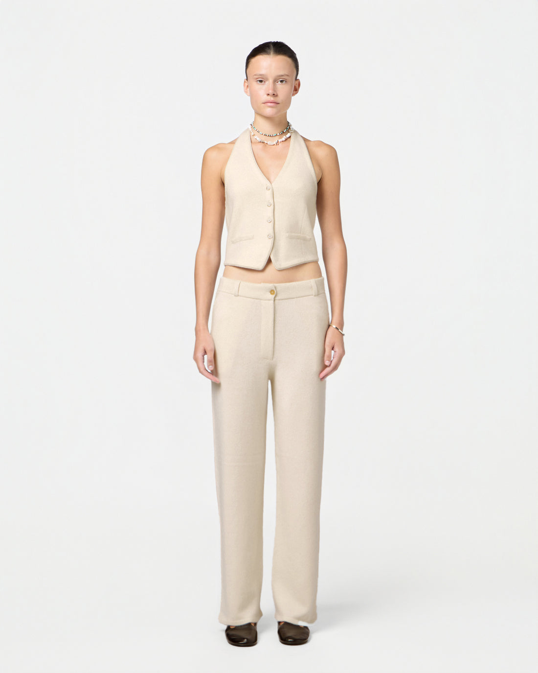 Tailored Trousers in Cream Yellow