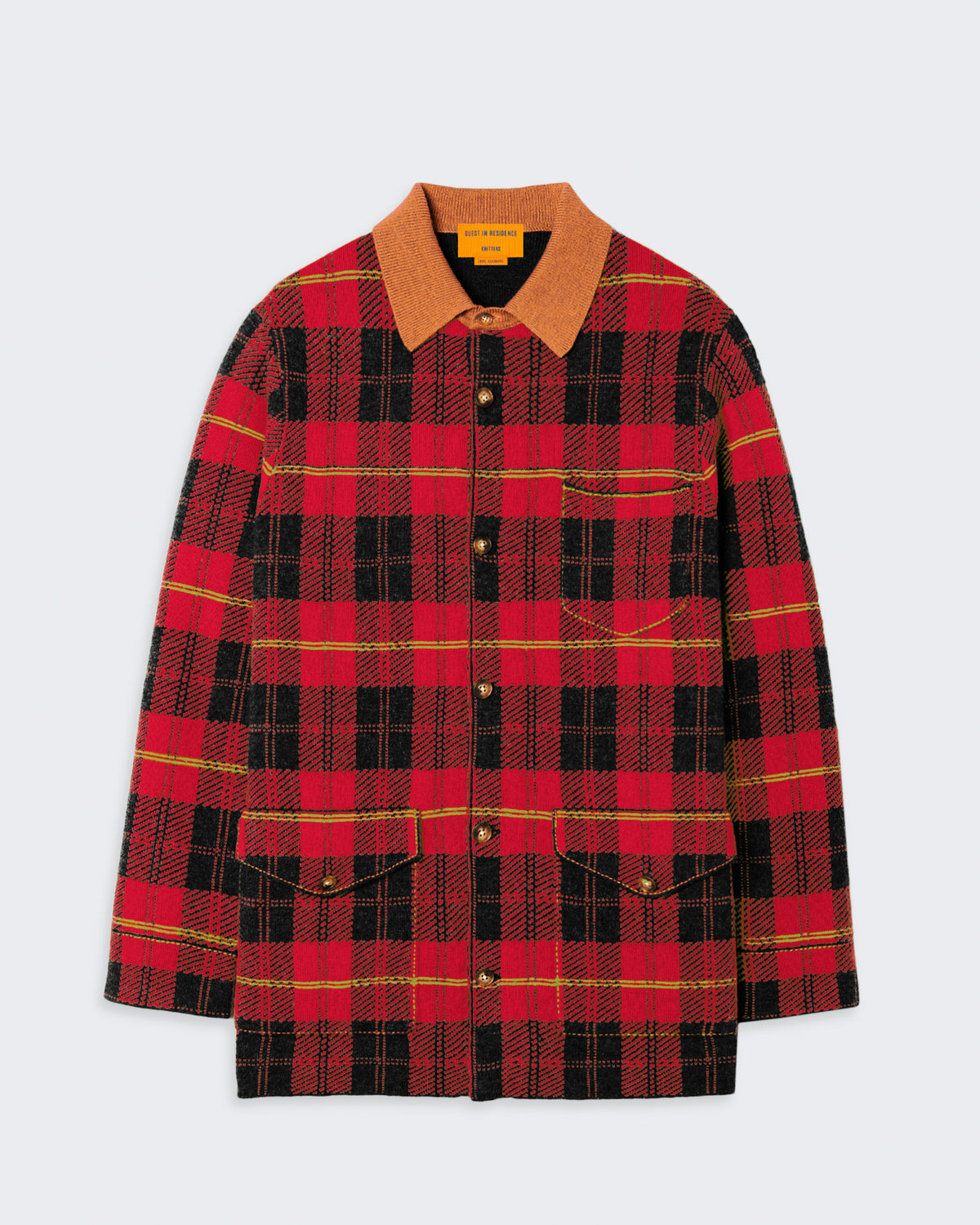 Tartan Industry Jacket In Cashmere Blend - True Red Combo