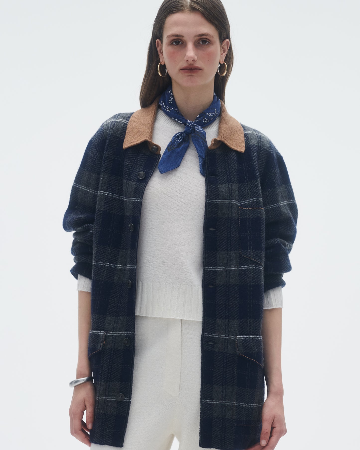 Tartan Industry Jacket In Cashmere Blend - Midnight Combo