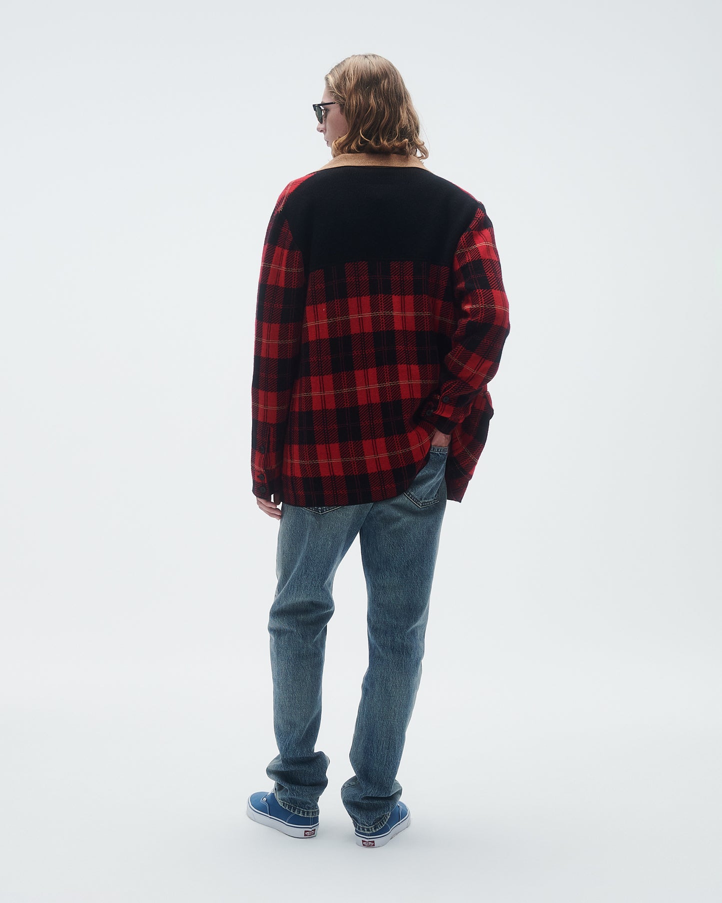 Tartan Industry Jacket In Cashmere Blend - True Red Combo