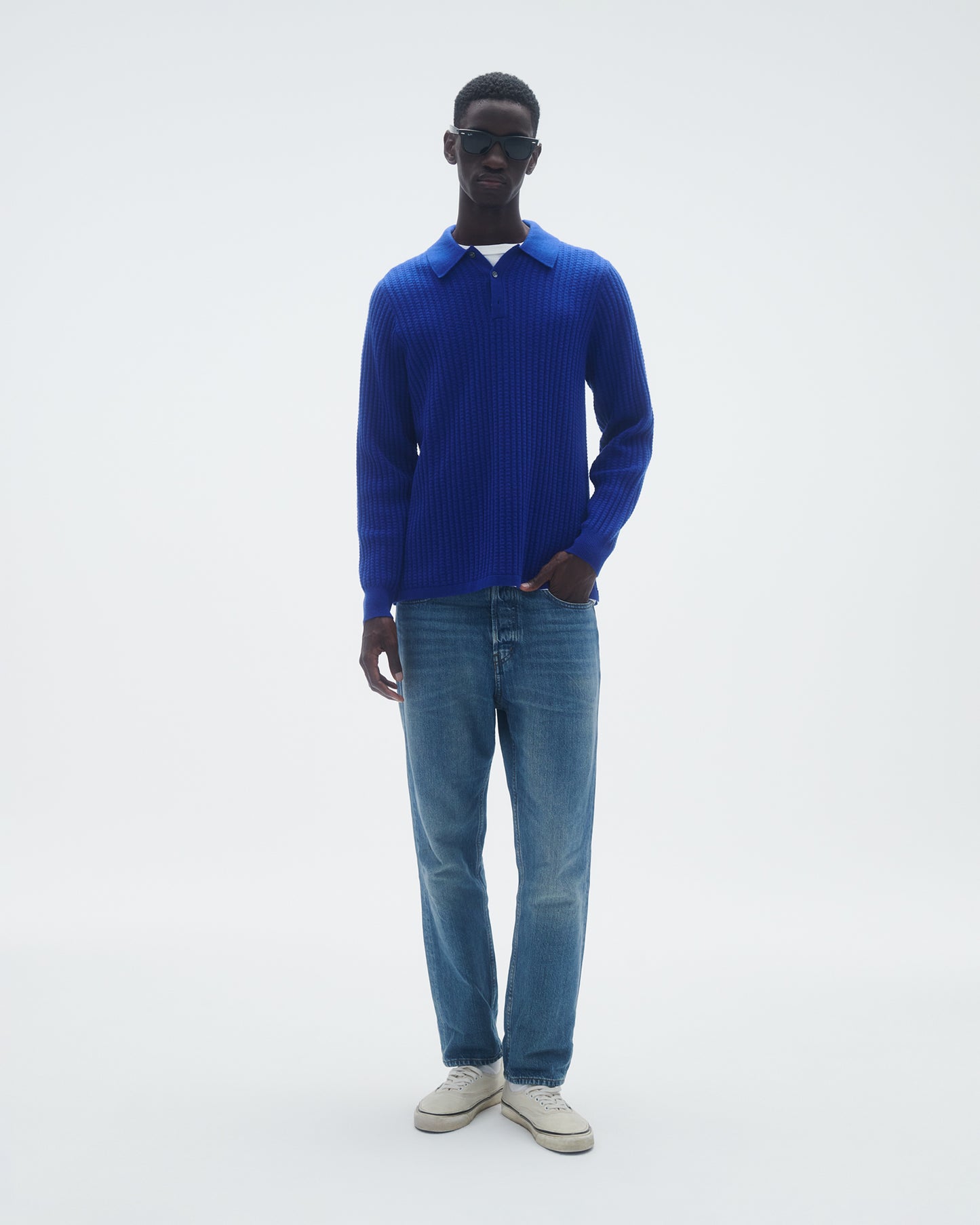 Theo Waffle Polo - Cobalt